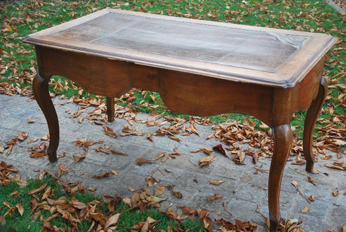 Flat Desk In Walnut Louis XV / 18th Century Period