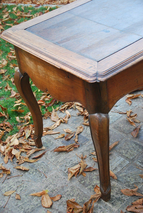 Flat Desk In Walnut Louis XV / 18th Century Period