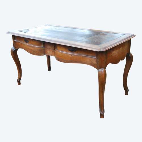 Flat Desk In Walnut Louis XV / 18th Century Period