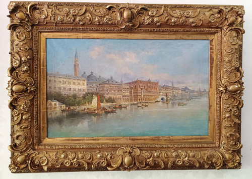 Gemälde „Ansicht von Venedig“, Öl auf Leinwand, Ende des 19. Jahrhunderts