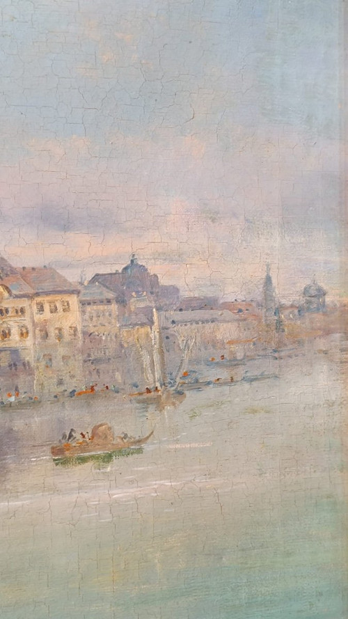 Gemälde „Ansicht von Venedig“, Öl auf Leinwand, Ende des 19. Jahrhunderts