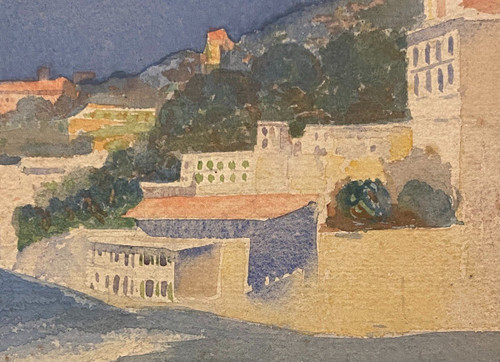 Ecole Française 1901 - Vue Synthétique De La Baie De Naples - Signé