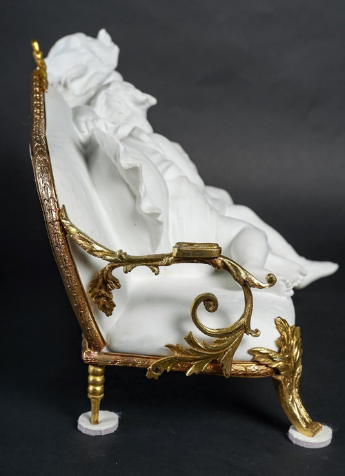 Art Nouveau Biscuit And Gilt Bronze Sculpture