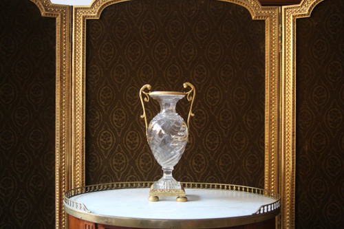 Vaso d'epoca Carlo X in cristallo e bronzo dorato.