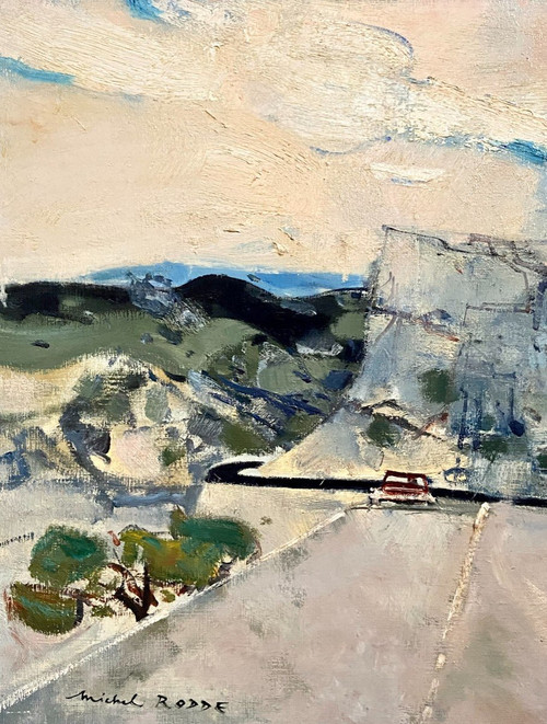 Michel RODDE (1913-2009), countryside landscape painting "The road".