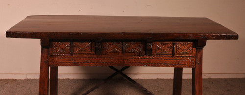 17th Century Spanish Three Drawer Chestnut Table