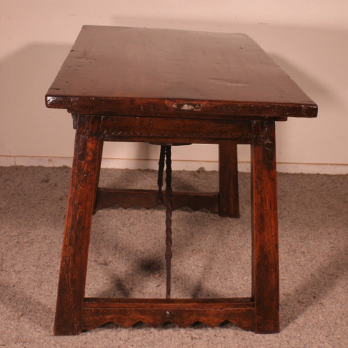 17th Century Spanish Three Drawer Chestnut Table