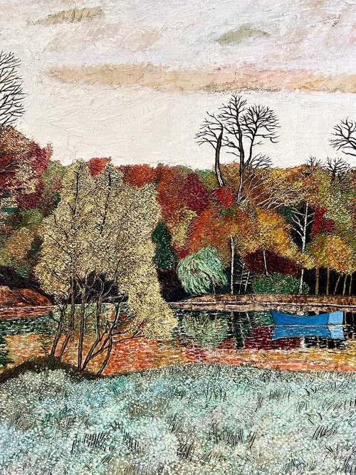 François Szulman, 1970s Painting Countryside Landscape, Autumn In Olivet.