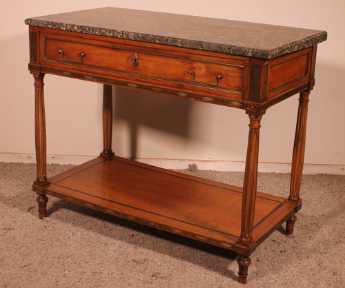 Louis XVI console in cherry wood, 18th century, stamped L.M. Pluvinet