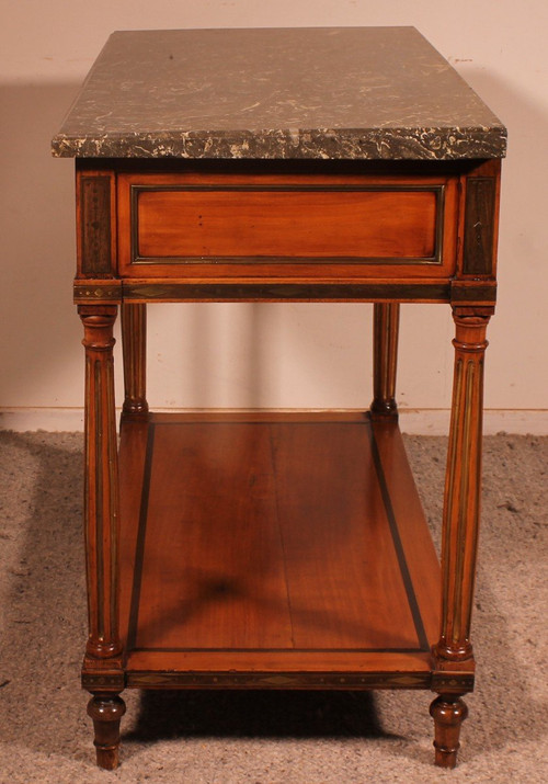 Louis XVI console in cherry wood, 18th century, stamped L.M. Pluvinet