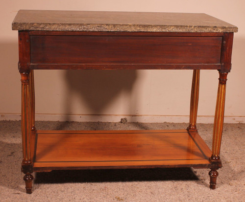 Louis XVI console in cherry wood, 18th century, stamped L.M. Pluvinet