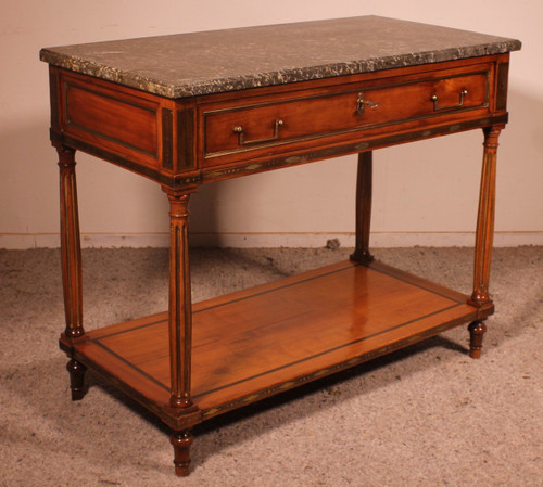 Louis XVI console in cherry wood, 18th century, stamped L.M. Pluvinet