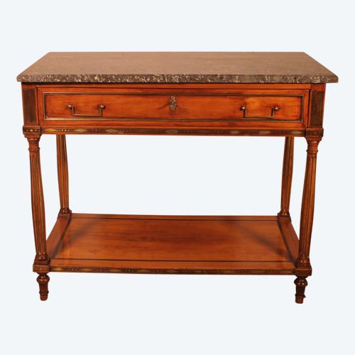 Louis XVI console in cherry wood, 18th century, stamped L.M. Pluvinet