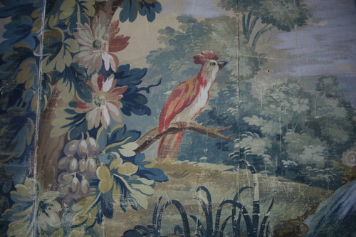 Carton de tapisserie verdure Aubusson, toile peinte