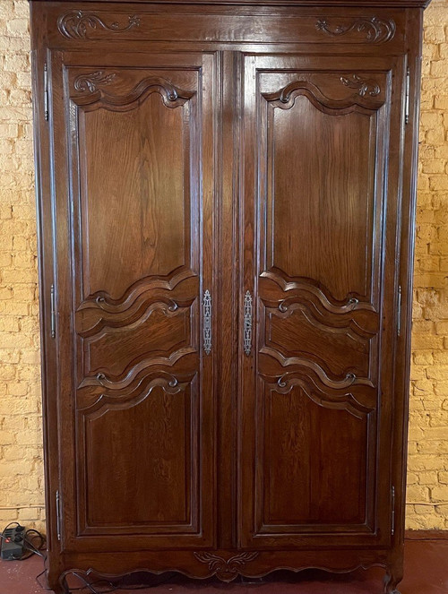 Armoire Louis XV En Chêne-19° Siècle