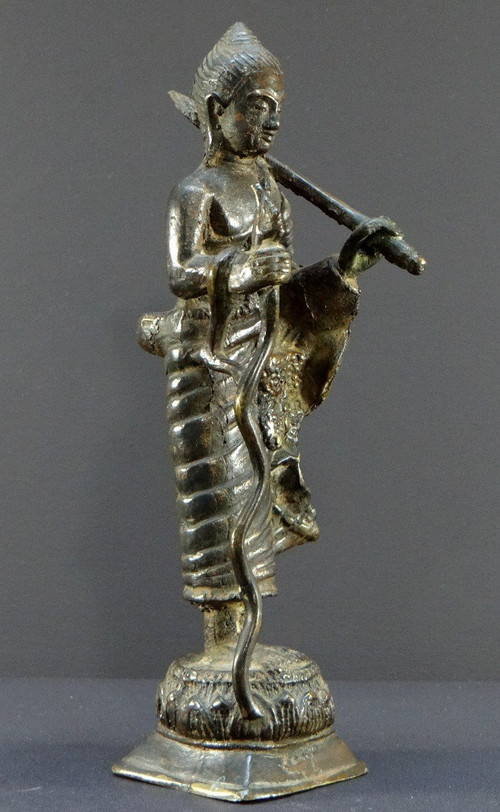 Cambodge, XIXème Siècle, Statue De Bouddha En Bronze.