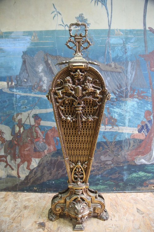 Napoleon III Gilded Bronze Firewall / Fan Screen