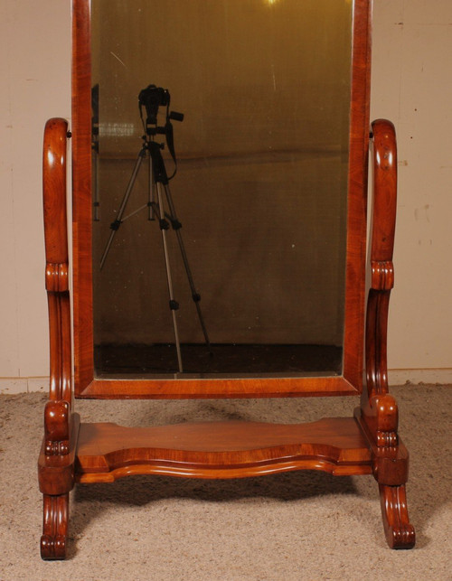 Mahogany Psyche Mirror-19th Century