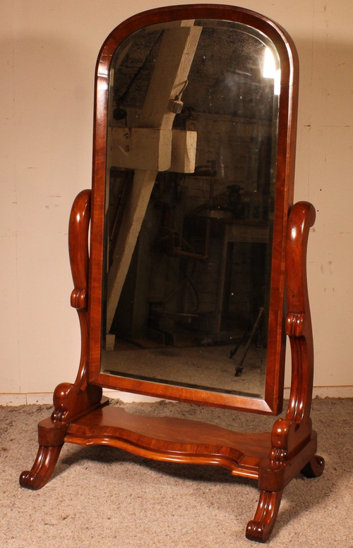 Mahogany Psyche Mirror-19th Century