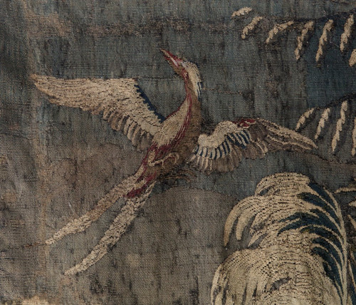 Aubusson tapestry "Paysage exotique au paon" 18th century.