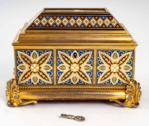 Cloisonne And Gilt Bronze Jewelry Box With Micromosaic Late Nineteenth Century