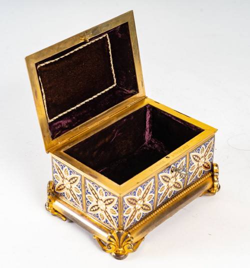 Cloisonne And Gilt Bronze Jewelry Box With Micromosaic Late Nineteenth Century