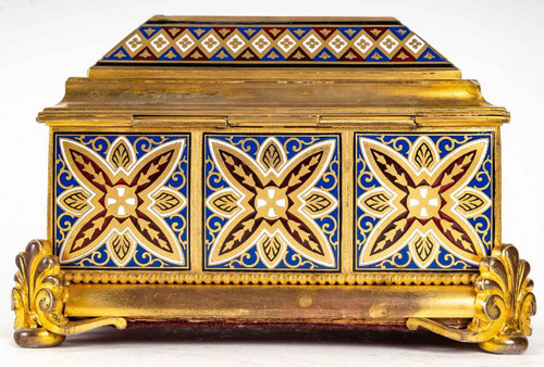 Cloisonne And Gilt Bronze Jewelry Box With Micromosaic Late Nineteenth Century