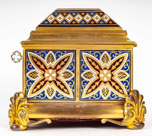 Cloisonne And Gilt Bronze Jewelry Box With Micromosaic Late Nineteenth Century