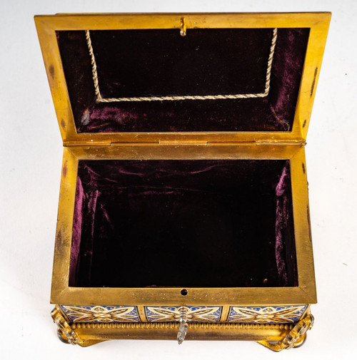 Cloisonne And Gilt Bronze Jewelry Box With Micromosaic Late Nineteenth Century