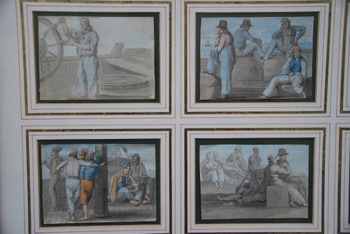 19th Century School Set Of Six Gouaches Of Sailors