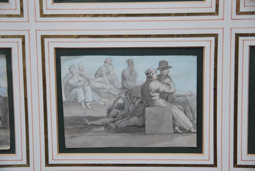 19th Century School Set Of Six Gouaches Of Sailors