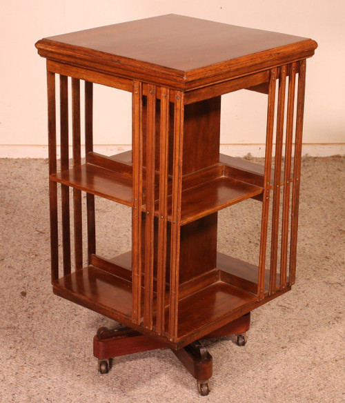 Revolving Library In Walnut-19 ° Century