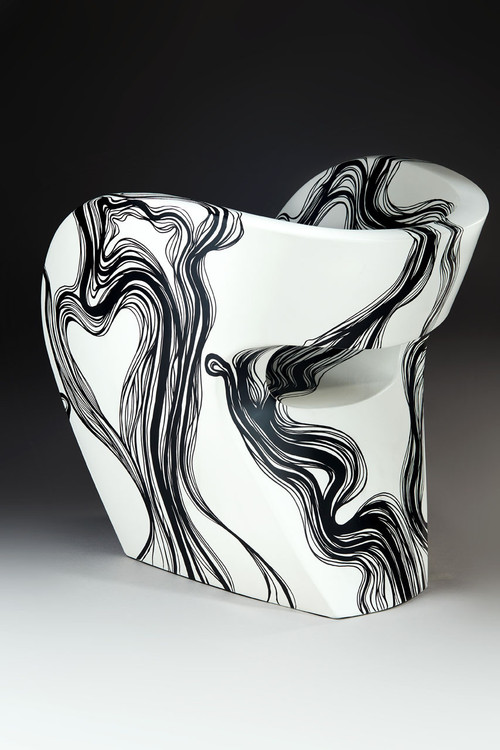 Smoke - Poltrona Little Albert di Ron Arad, dipinta a mano, firmata Amane