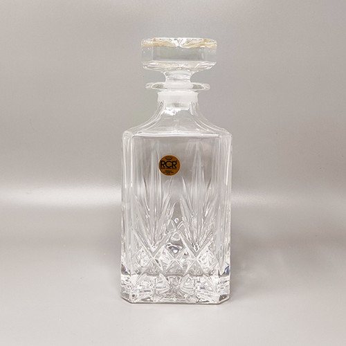 1970 Bellissimo decanter in cristallo con 2 bicchieri in cristallo della RCR. Fatto in Italia