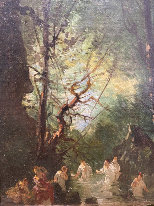 19th Century French School - Bathers In The Undergrowth