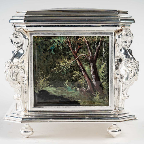 Jewelry Box In Enamel And Silver Bronze Late Nineteenth Century