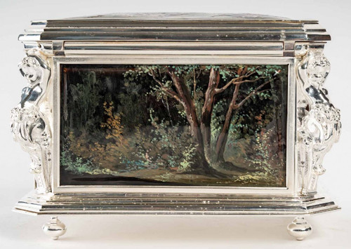 Jewelry Box In Enamel And Silver Bronze Late Nineteenth Century