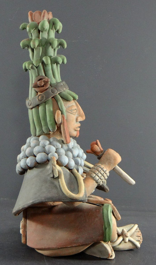 Mexiko, 1960er/1970er Jahre, Große Statue eines Aztekengottes Aus Polychromem Terrakotta.