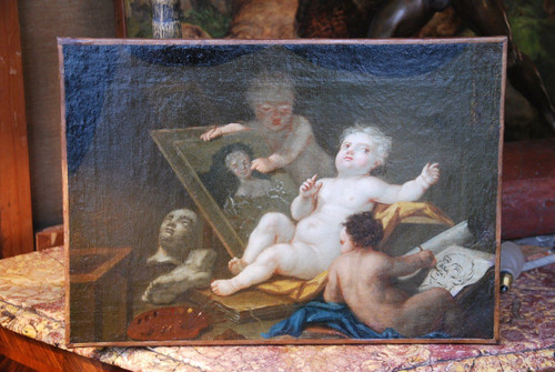 Allegory Of Painting Follower De Noel Hallé , 18th century