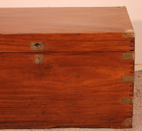 Large Marine Chest In Camphor Wood From The 19th Century