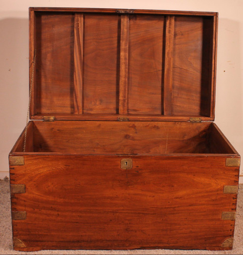 Large Marine Chest In Camphor Wood From The 19th Century