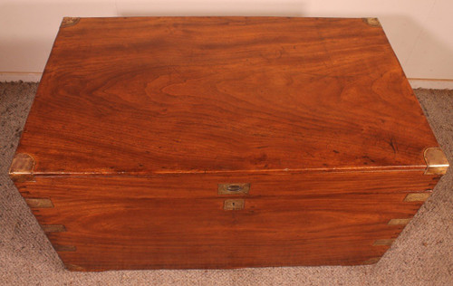 Large Marine Chest In Camphor Wood From The 19th Century