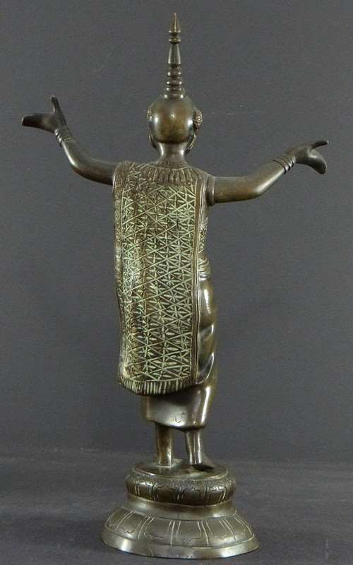 Thaïlande, Début Du XXème Siècle, Statue De Danseuse Traditionnelle En Bronze.