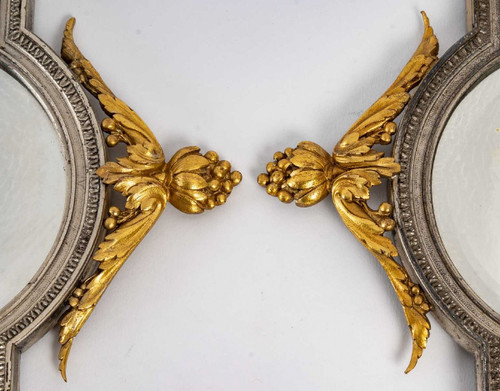 Pair of Gilded Bronze Applique Mirrors Late 19th Century