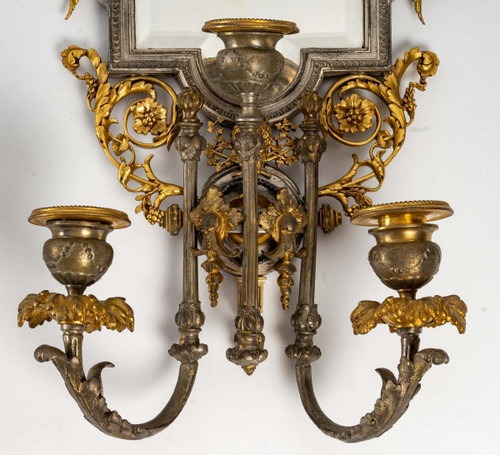 Pair of Gilded Bronze Applique Mirrors Late 19th Century