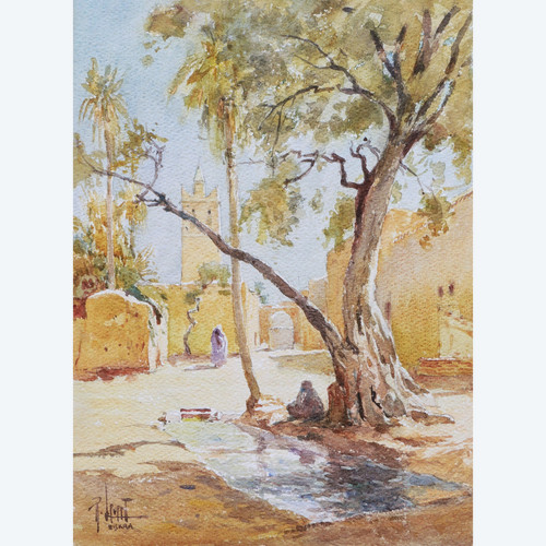 René LEVERD, Landscape at Biskra in Algeria