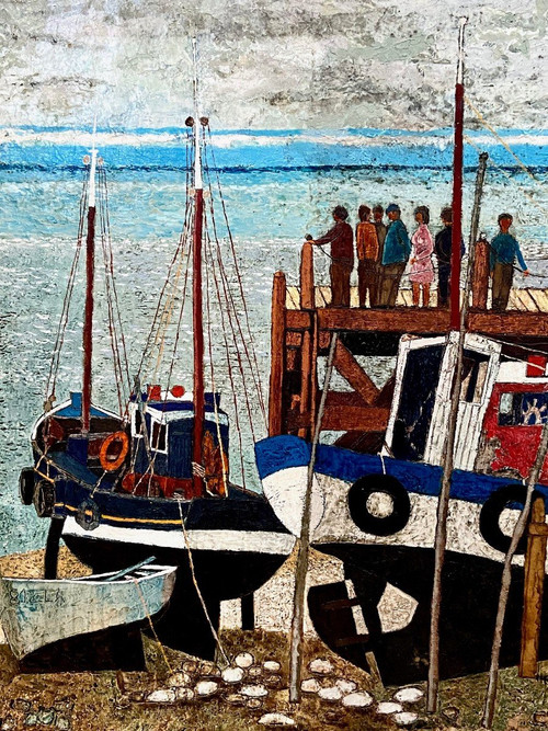 François Szulman (b. 1931), painting Vue d'Un Port De Pêche dated 1977.