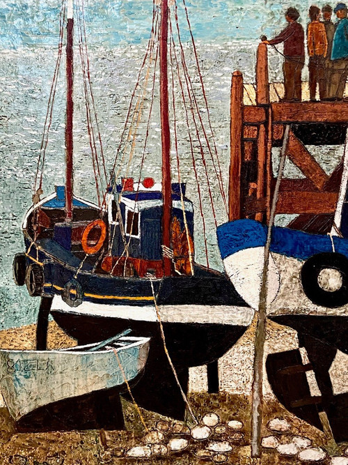 François Szulman (b. 1931), painting Vue d'Un Port De Pêche dated 1977.