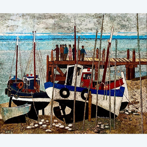 François Szulman (b. 1931), painting Vue d'Un Port De Pêche dated 1977.