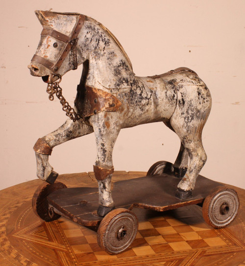 19th Century Polychrome Wooden Horse